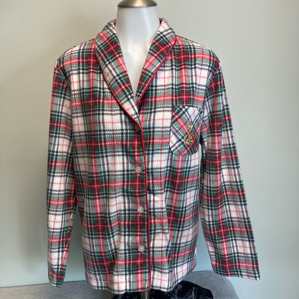 Lauren Ralph Lauren Plaid Pajama Top L Plush